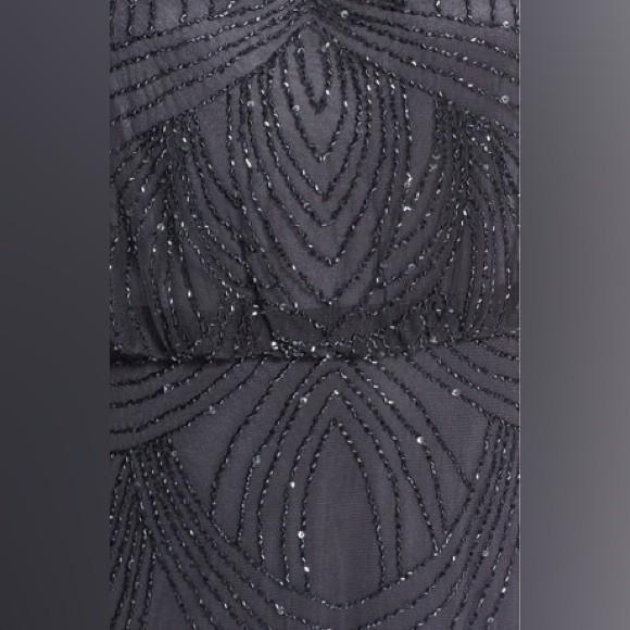 ADRIANNA PAPELL BEADED CHIFFON BLOUSON GOWN - GUNMETAL - Size 0 - Picture 8 of 10